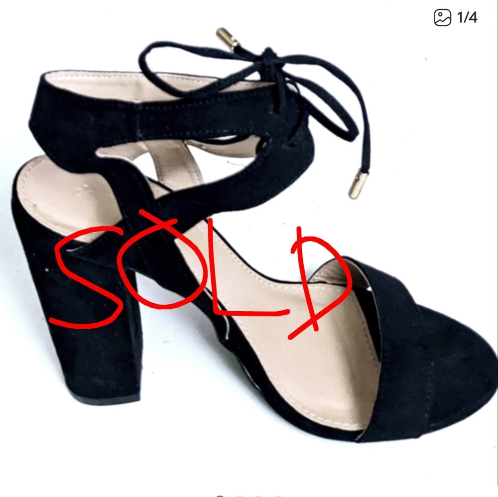 Charlotte Russe Jennie-02 Ankle Lace Up Heels Black US Size 7